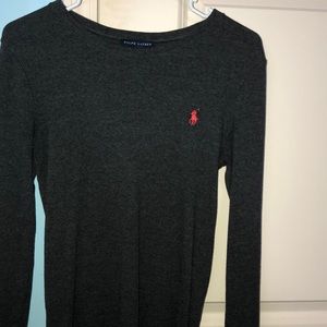 Dark Gray Long Sleeve Ralph Lauren Polo Shirt